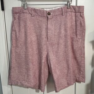 Old Navy Mens Shorts Size 36 Red Stripe Ultimate Slim Flex Linen Blend Nautical